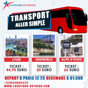 Transport Aller Simple le 23 Décembre Au Départ de Paris à 01:30H
