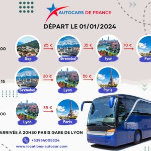 Lignes de bus regulieres (Gap – Grenoble – Lyon – Paris )