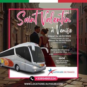 Saint Valentin à Venise du 14 au 16 février, Au départ de Gare de Lyon ( Transport en autocar + Hotel avec petit déjeuner inclus)